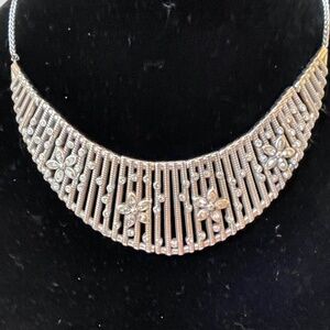 Vintage Brighton Bib Choker New with Tag, Quilted Pouch, Floral Motif